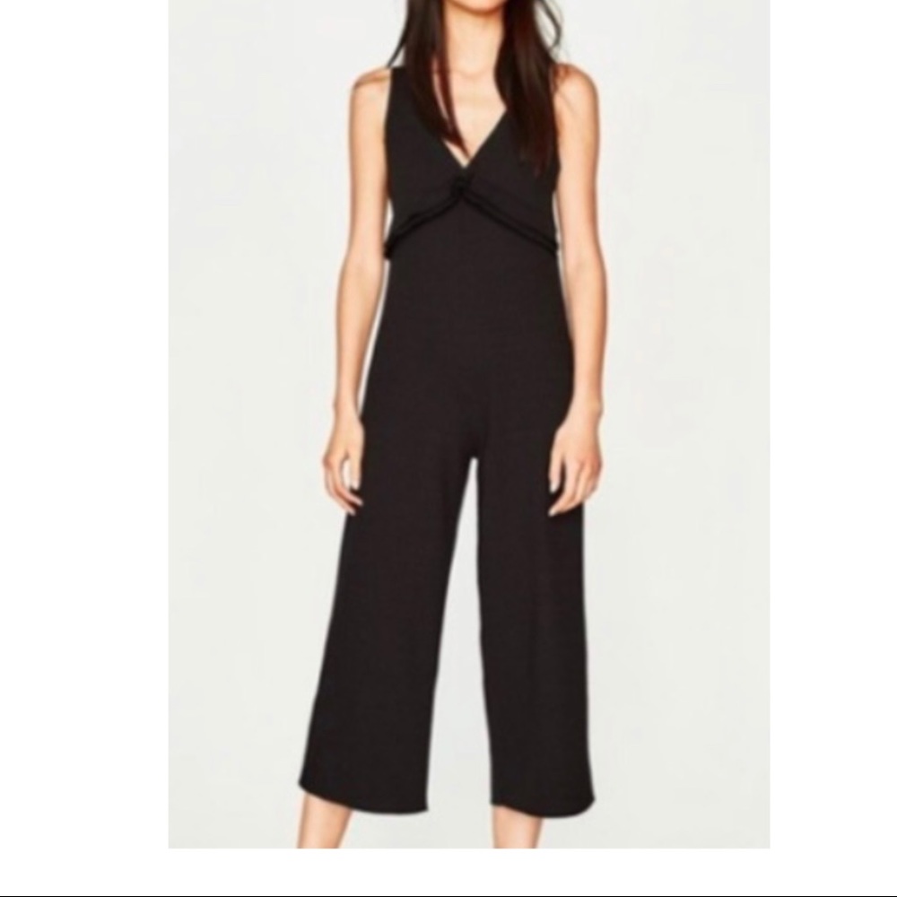 Zara ribbed jumpsuit with ruffle detail size S